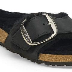 Madrid Big Buckle Shearling Natural Leather Oiled - Black