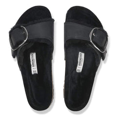 Madrid Big Buckle Shearling Natural Leather Oiled - Black