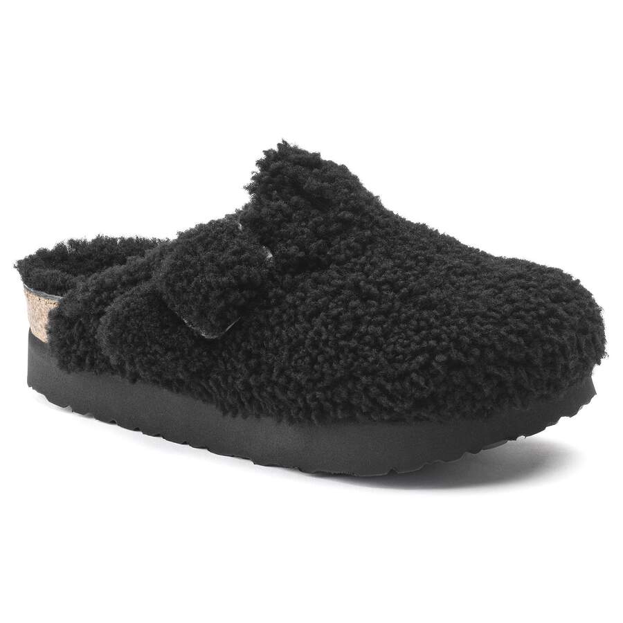 Boston Big Buckle Platform Fur - Teddy Black