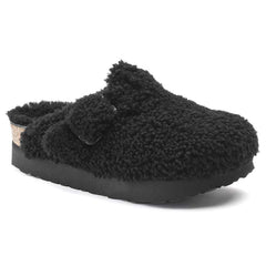 Boston Big Buckle Platform Fur - Teddy Black
