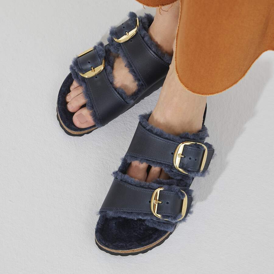 Arizona Big Buckle Shearling Natural Leather Oiled - Midnight Blue