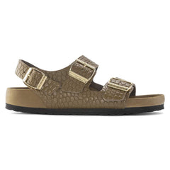 Milano Rivet Logo Natural Leather Embossed - Emboss mud green