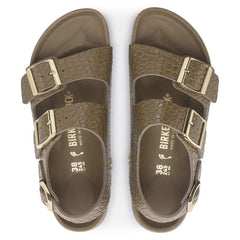 Milano Rivet Logo Natural Leather Embossed - Emboss mud green