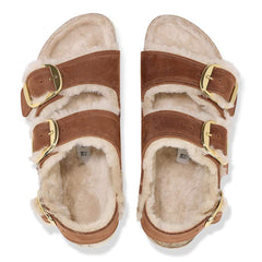 Milano Big Buckle Shearling Natural Leather Oiled - Cognac