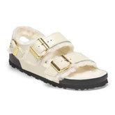 Milano Shearling Natural Leather/Fur - High Shine Ecru