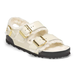 Milano Shearling Natural Leather/Fur - High Shine Ecru