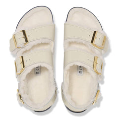 Milano Shearling Natural Leather/Fur - High Shine Ecru