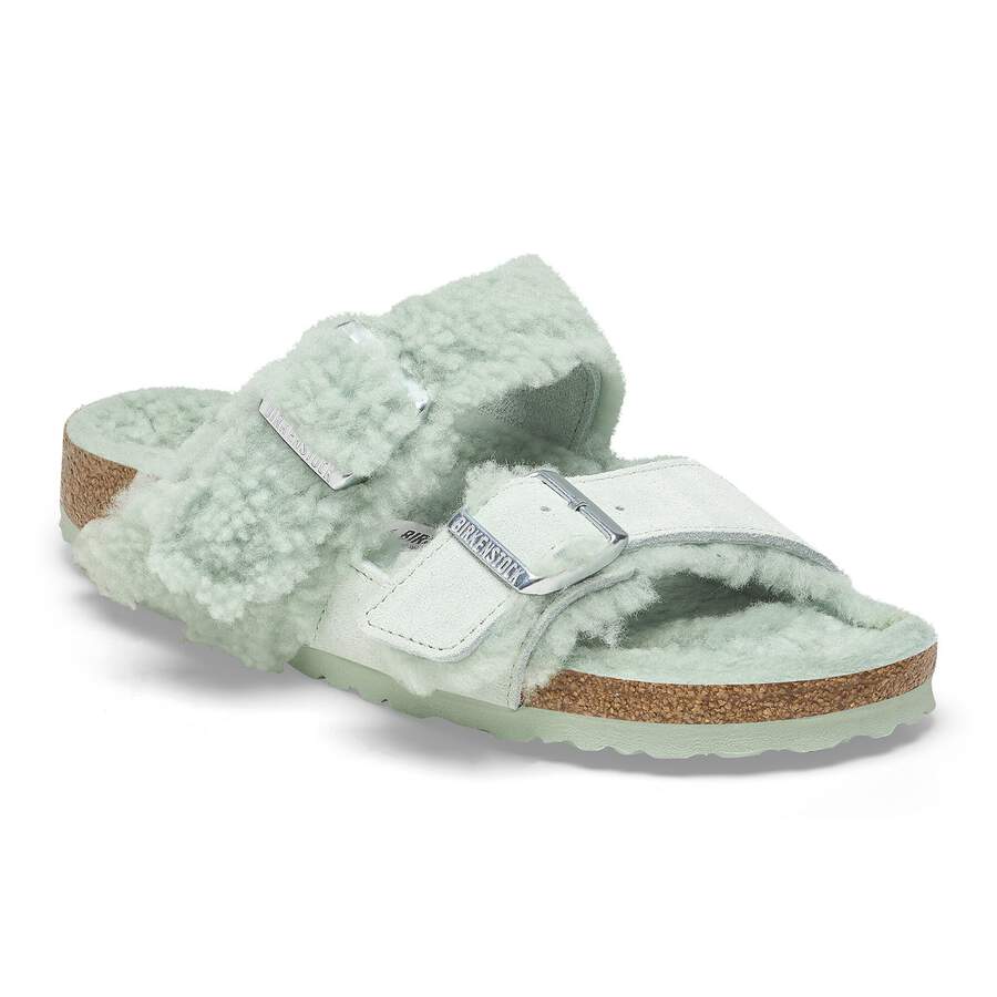 Arizona Teddy Split Suede Leather/Fur - Matcha