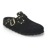 Boston Rivet Suede Leather - Black