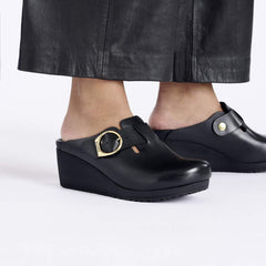 Fanny Ring-Buckle Natural Leather - Black/Black