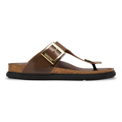 Gizeh Droplet Buckle Natural Leather Patent - High-Shine Carafe