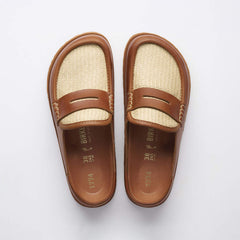 1774 Naples Wrapped Raffia Mischmaterial - Ginger Brown Raffia