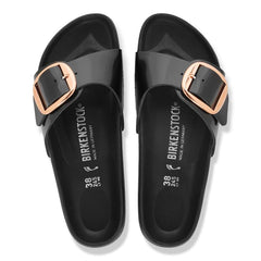 Madrid Big Buckle Natural Leather Patent - Black