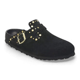 Boston Rivet Suede Leather - Black