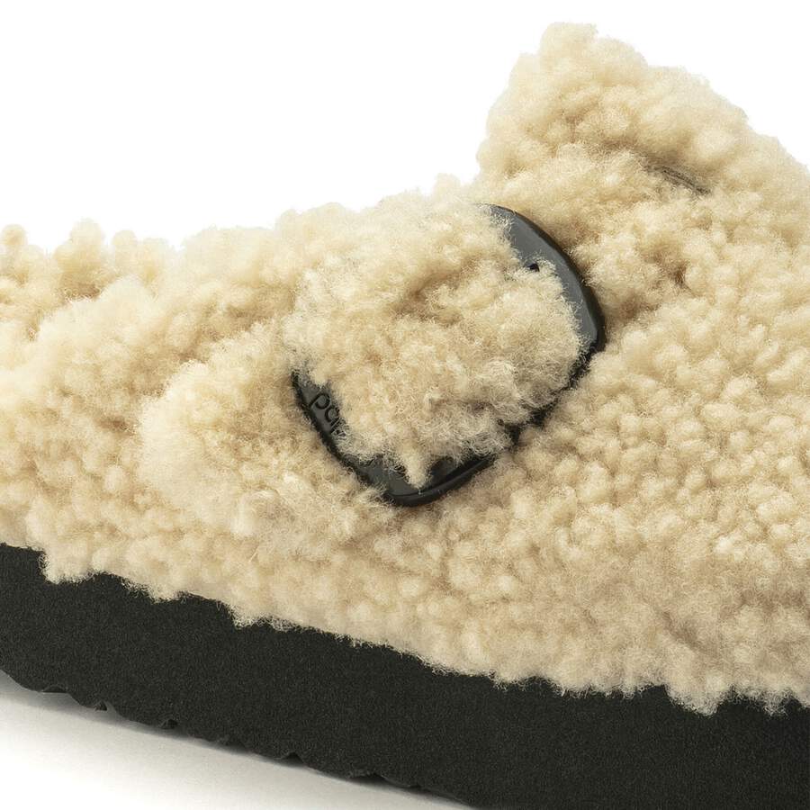 Boston Big Buckle Platform Fur - Teddy Eggshell