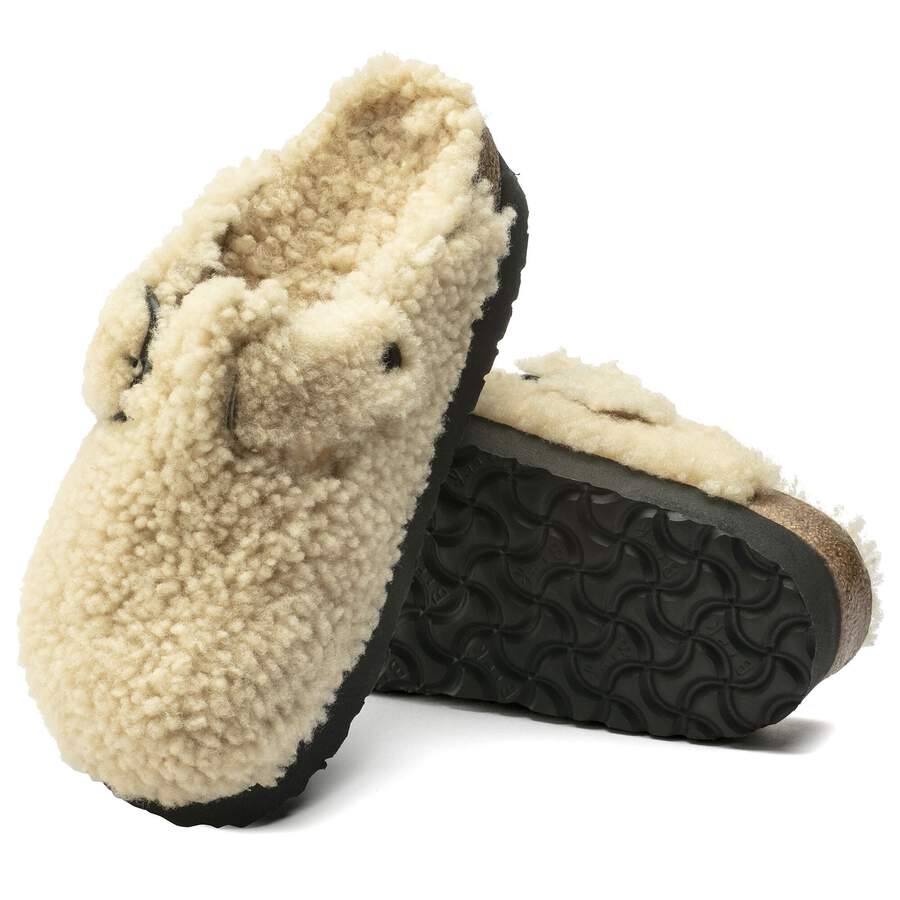 Boston Big Buckle Platform Fur - Teddy Eggshell