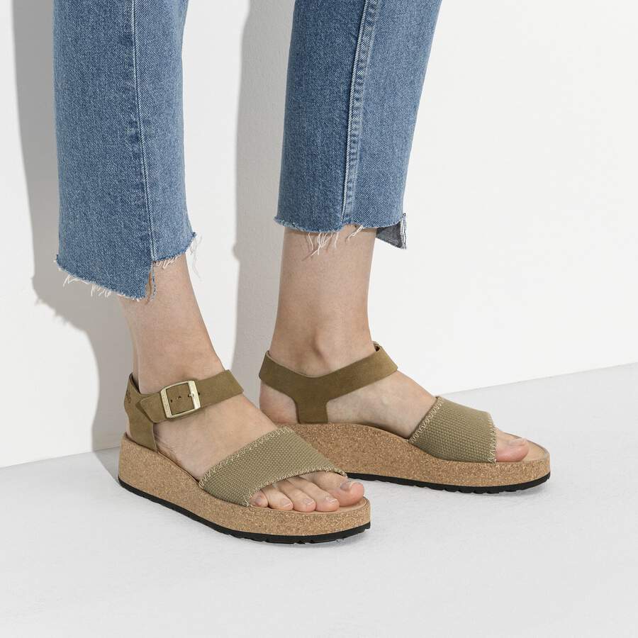 Glenda Suede Leather/Textile - Faded Khaki