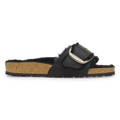 Madrid Big Buckle Shearling Natural Leather Oiled - Black