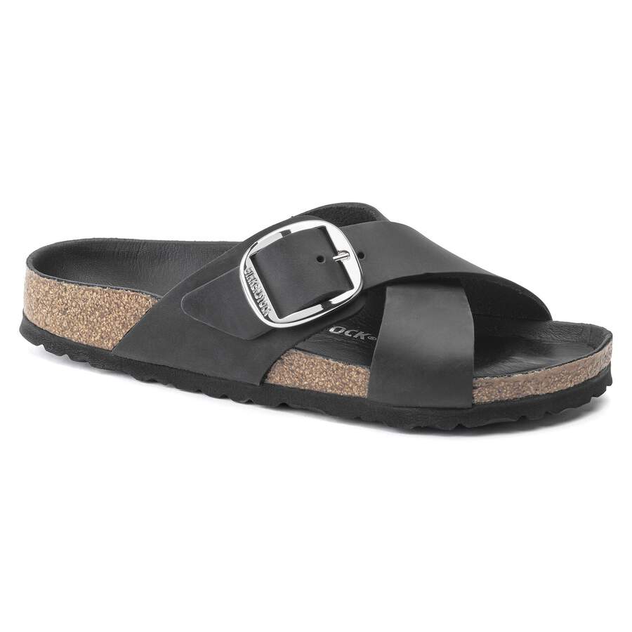 Siena Big Buckle Natural Leather Oiled - Black