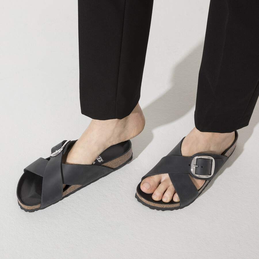 Siena Big Buckle Natural Leather Oiled - Black