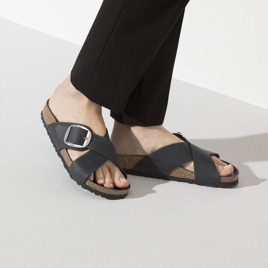 Siena Big Buckle Natural Leather Oiled - Black