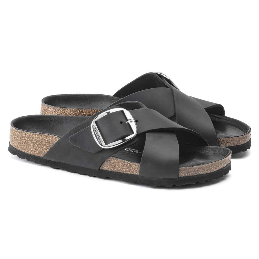 Siena Big Buckle Natural Leather Oiled - Black