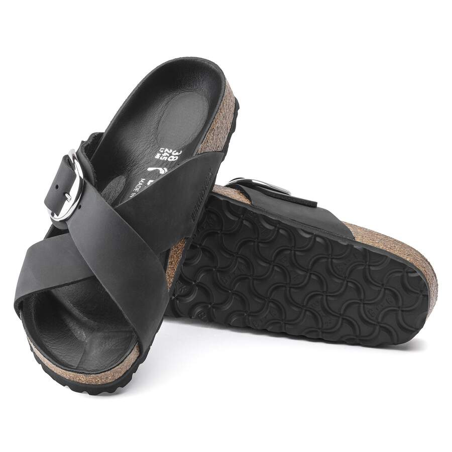 Siena Big Buckle Natural Leather Oiled - Black
