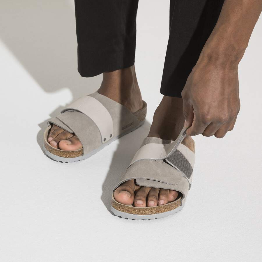 Kyoto Nubuck Leather/Suede - Stone Coin
