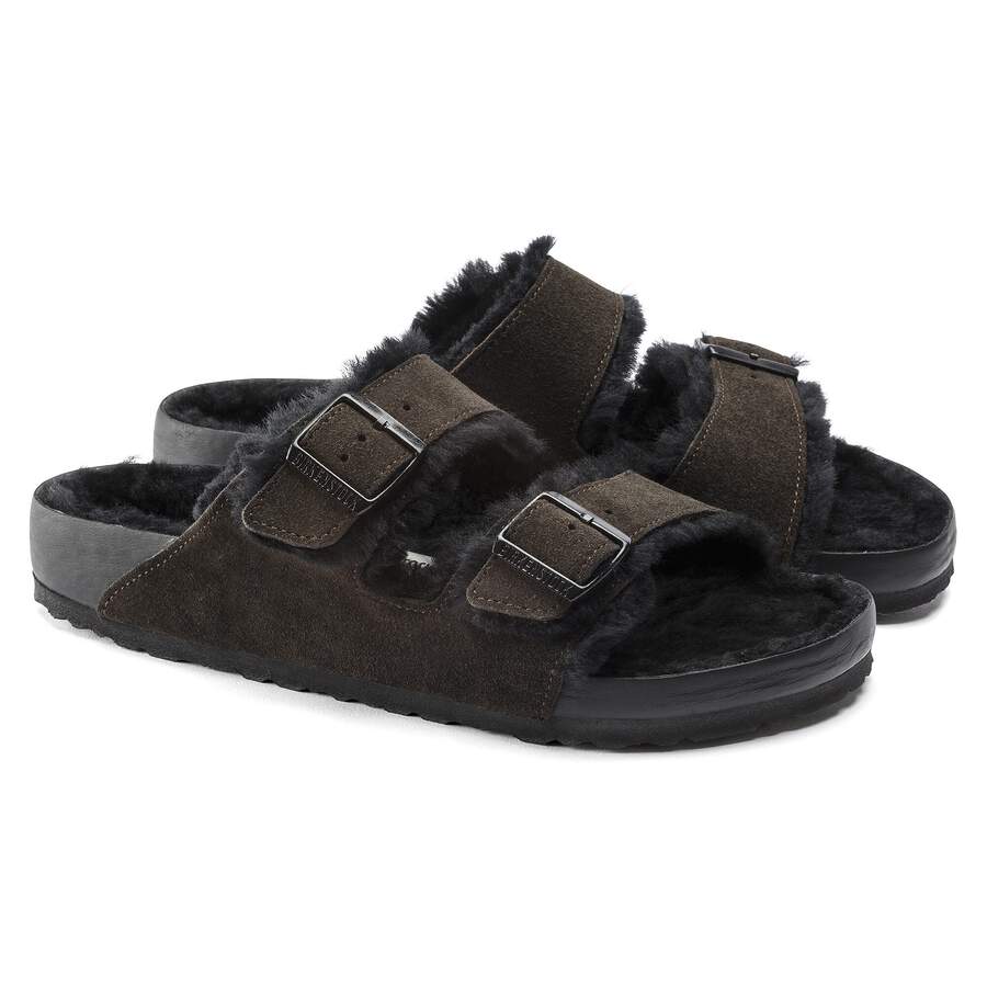 Arizona Shearling Suede Leather/Fur - Mocha/Black