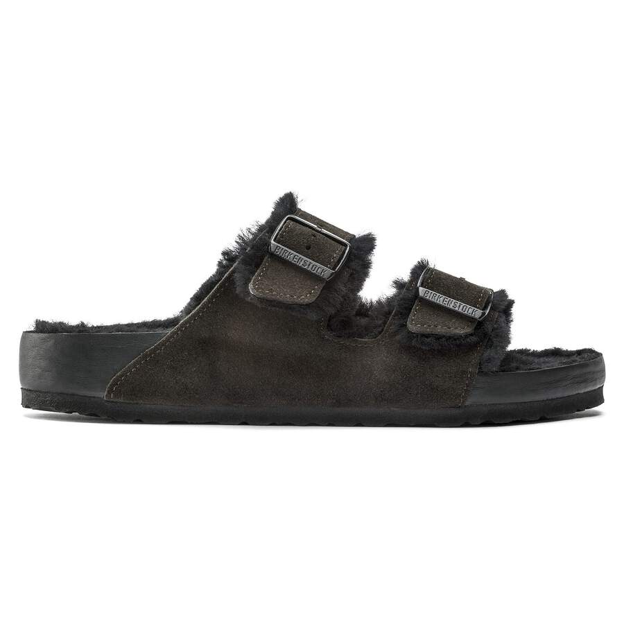 Arizona Shearling Suede Leather/Fur - Mocha/Black