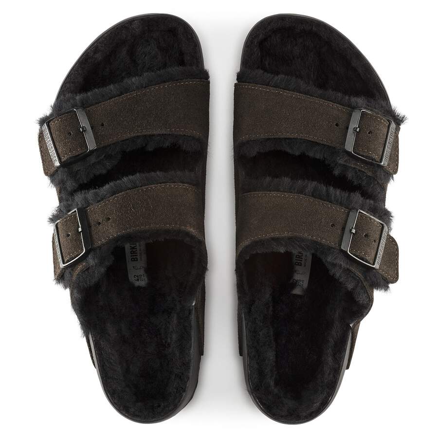 Arizona Shearling Suede Leather/Fur - Mocha/Black