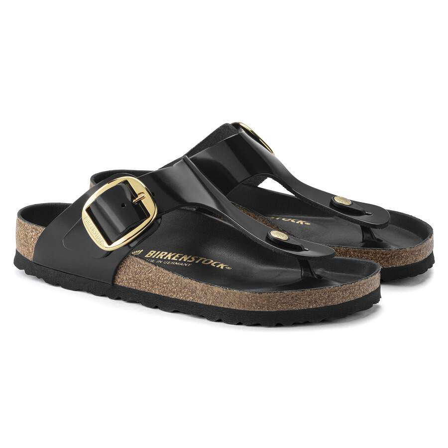 Gizeh Big Buckle Natural Leather Patent - High Shine Black