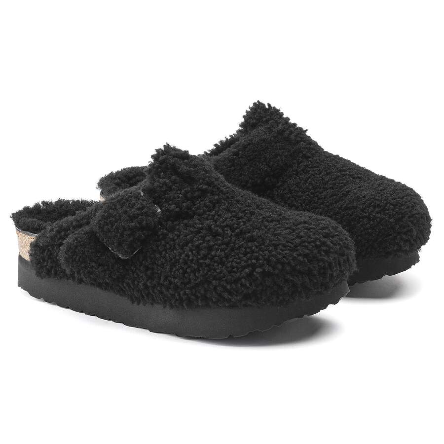 Boston Big Buckle Platform Fur - Teddy Black