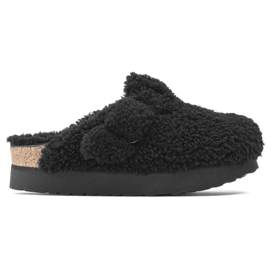 Boston Big Buckle Platform Fur - Teddy Black