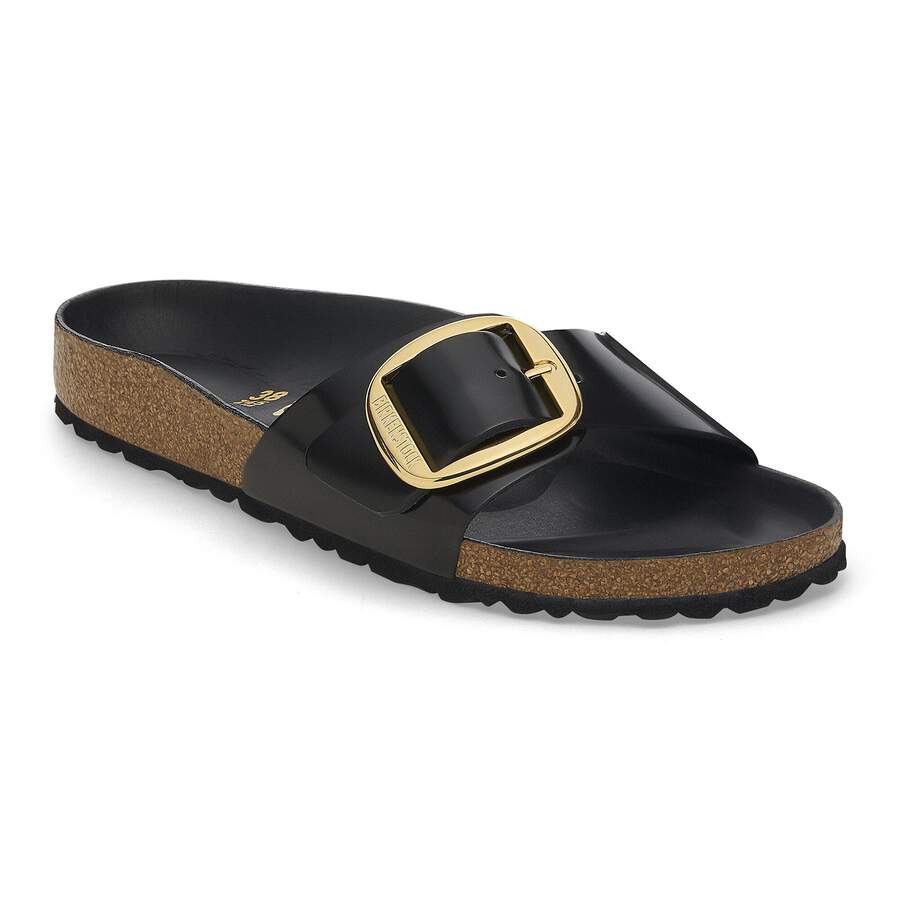 Madrid Big Buckle Natural Leather Patent - High Shine Black