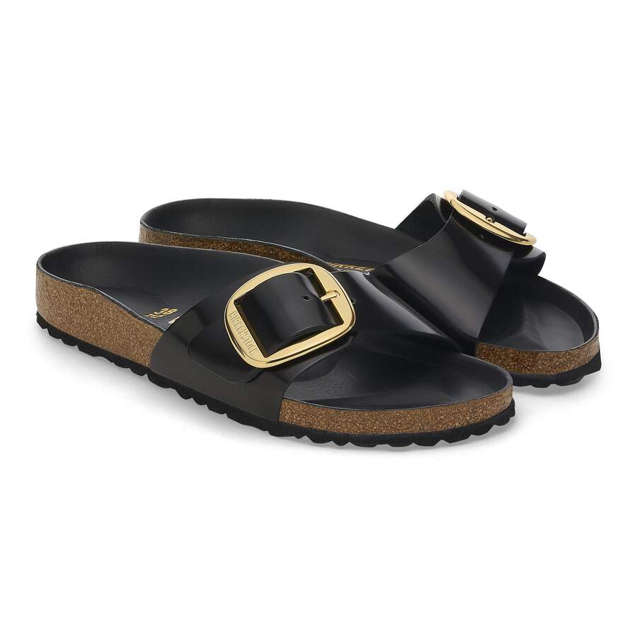 Madrid Big Buckle Natural Leather Patent - High Shine Black