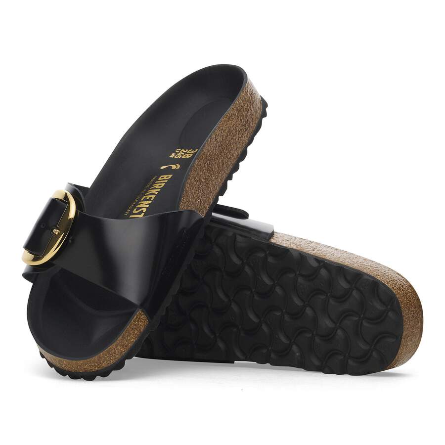 Madrid Big Buckle Natural Leather Patent - High Shine Black