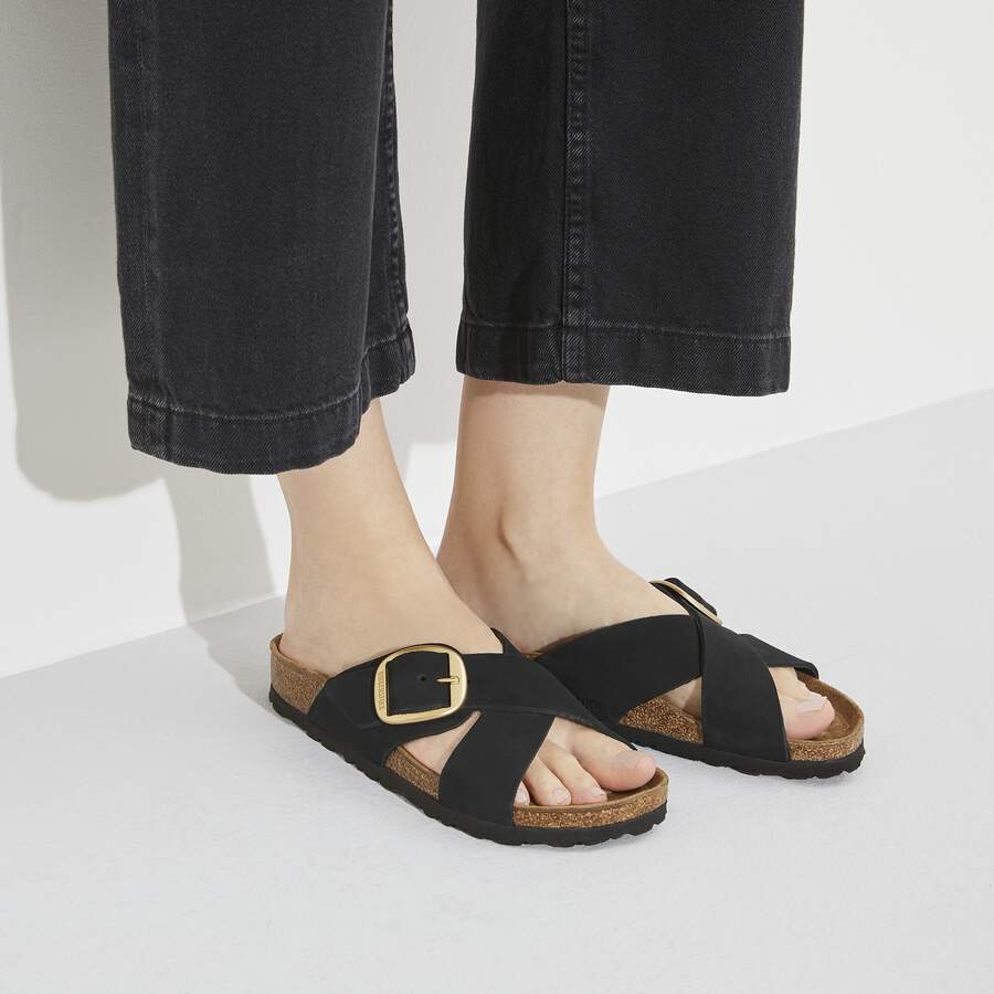 Siena Big Buckle Nubuck Leather - Black