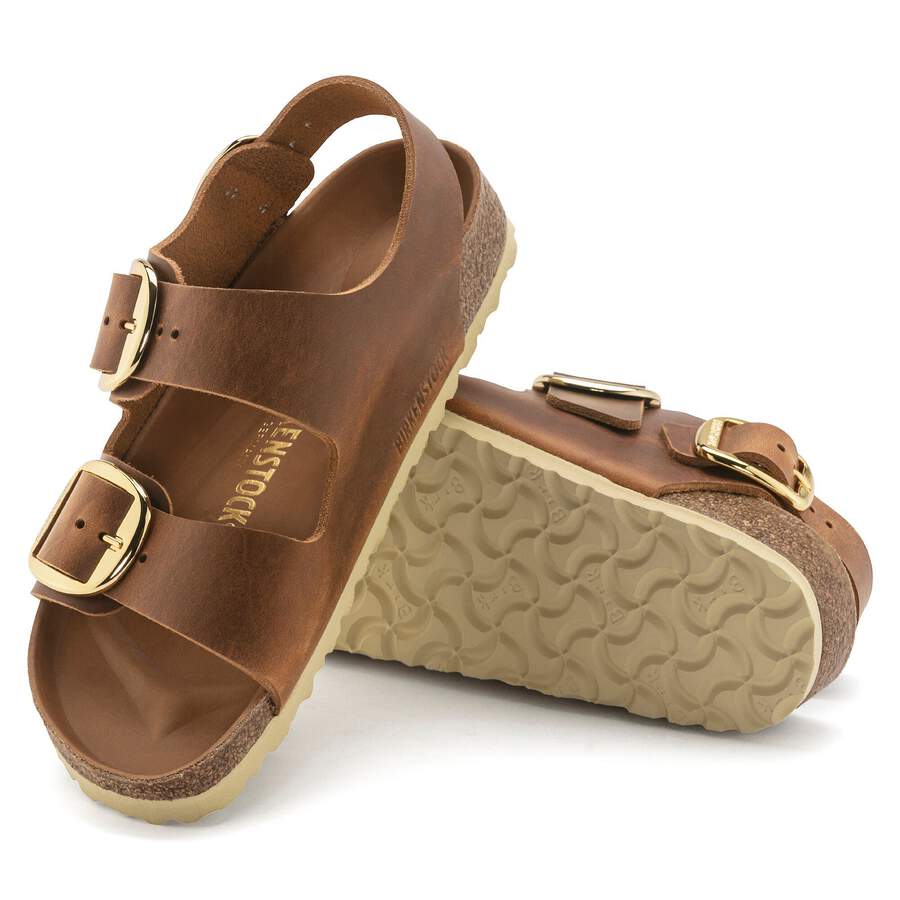 Milano Big Buckle Natural Leather Oiled - Cognac