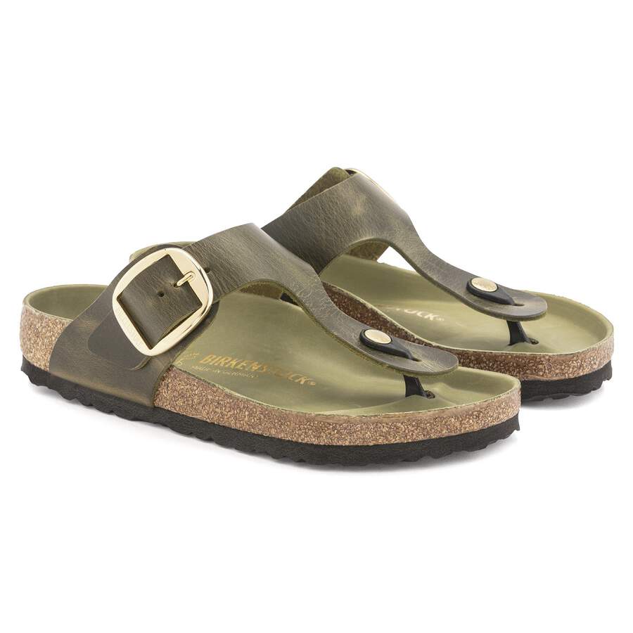 Gizeh Big Buckle Natural Leather Oiled - Olive Green
