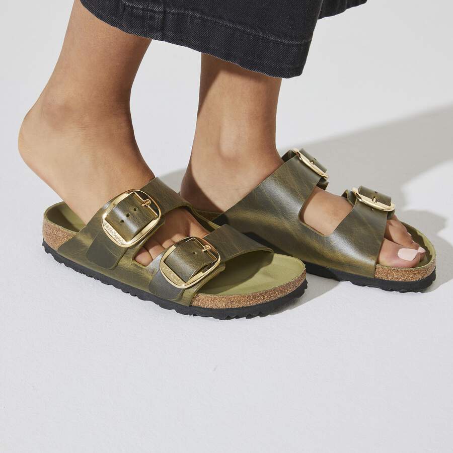 Arizona Big Buckle Natural Leather Oiled - Olive Green