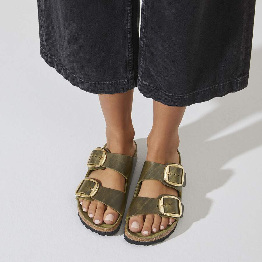 Arizona Big Buckle Natural Leather Oiled - Olive Green