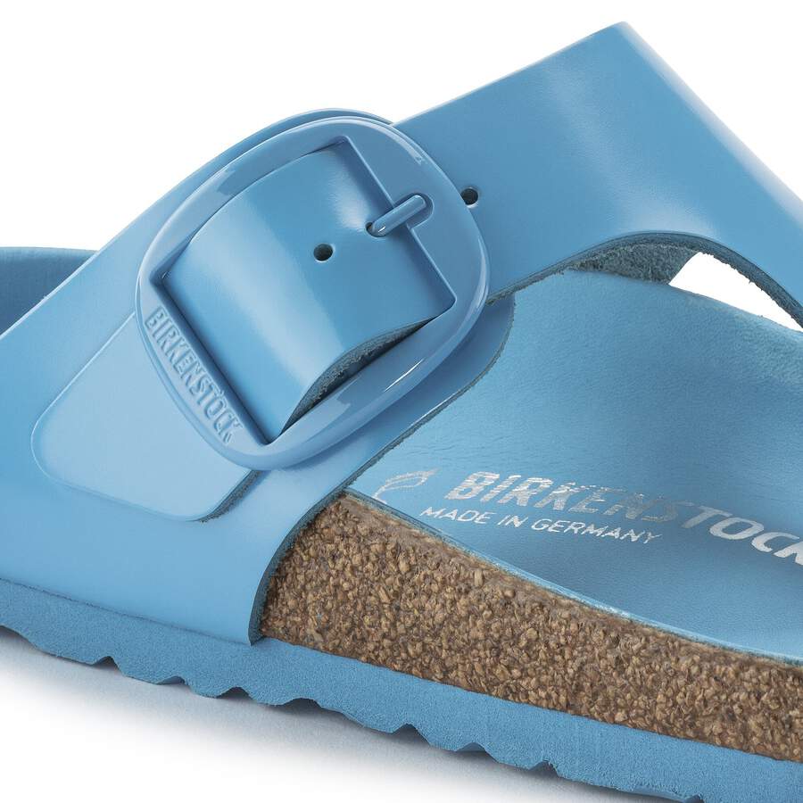 Gizeh Big Buckle Natural Leather Patent - High Shine Sky Blue