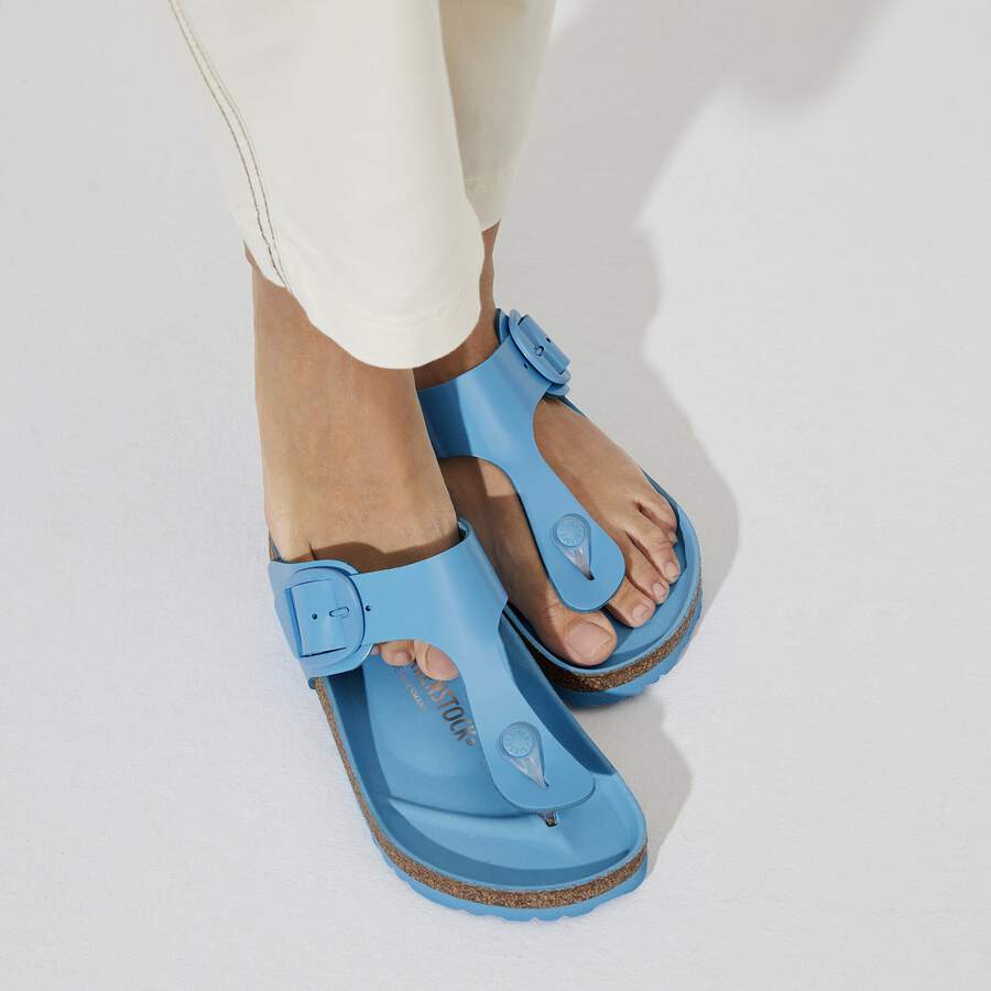 Gizeh Big Buckle Natural Leather Patent - High Shine Sky Blue