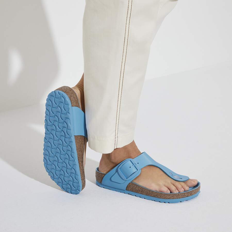 Gizeh Big Buckle Natural Leather Patent - High Shine Sky Blue