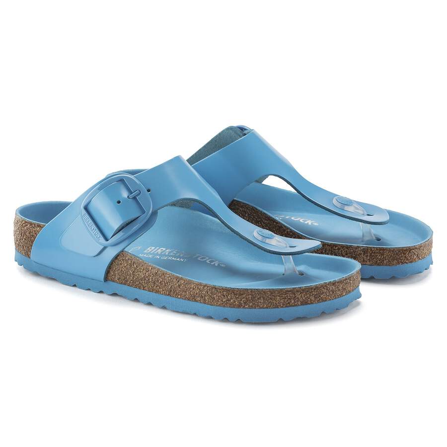 Gizeh Big Buckle Natural Leather Patent - High Shine Sky Blue
