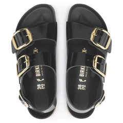 Milano Big Buckle Natural Leather Patent - High Shine Black