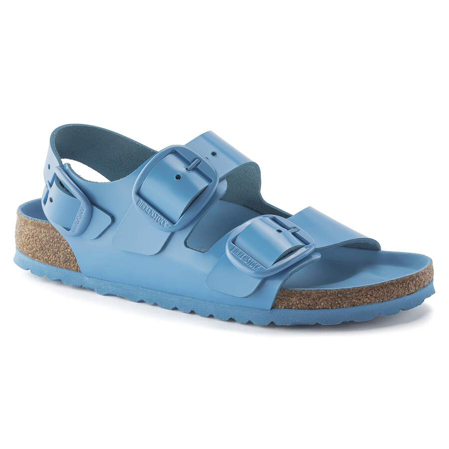 Milano Big Buckle Natural Leather Patent - High Shine Sky Blue