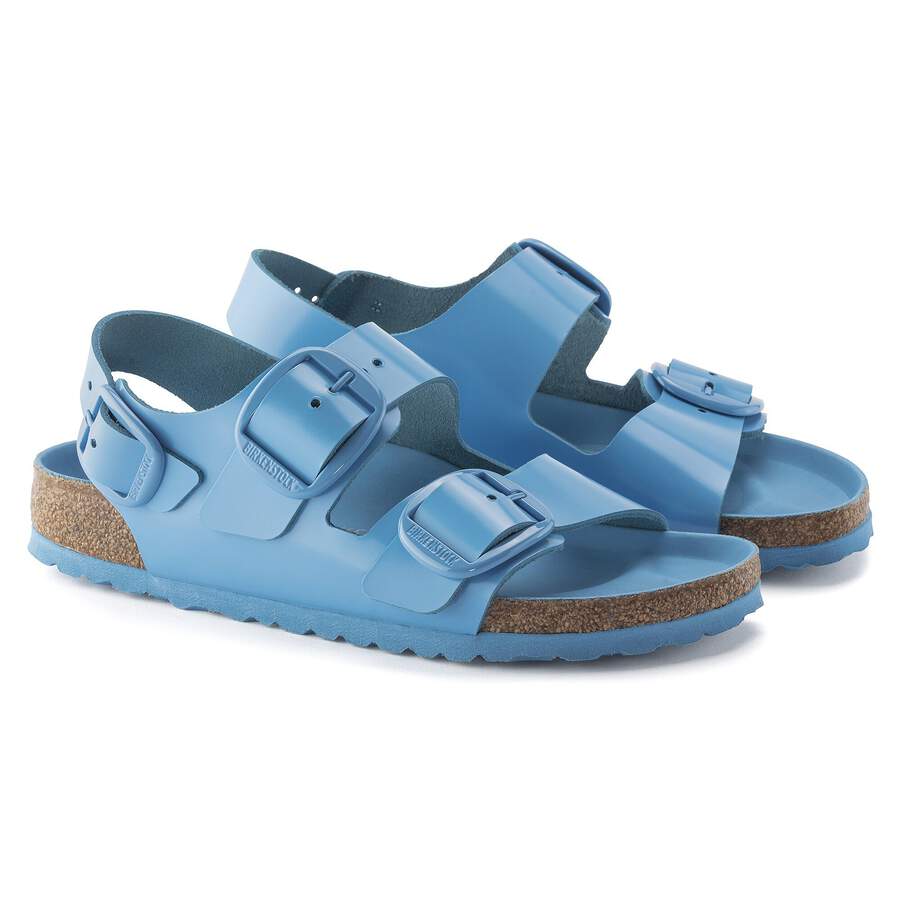 Milano Big Buckle Natural Leather Patent - High Shine Sky Blue