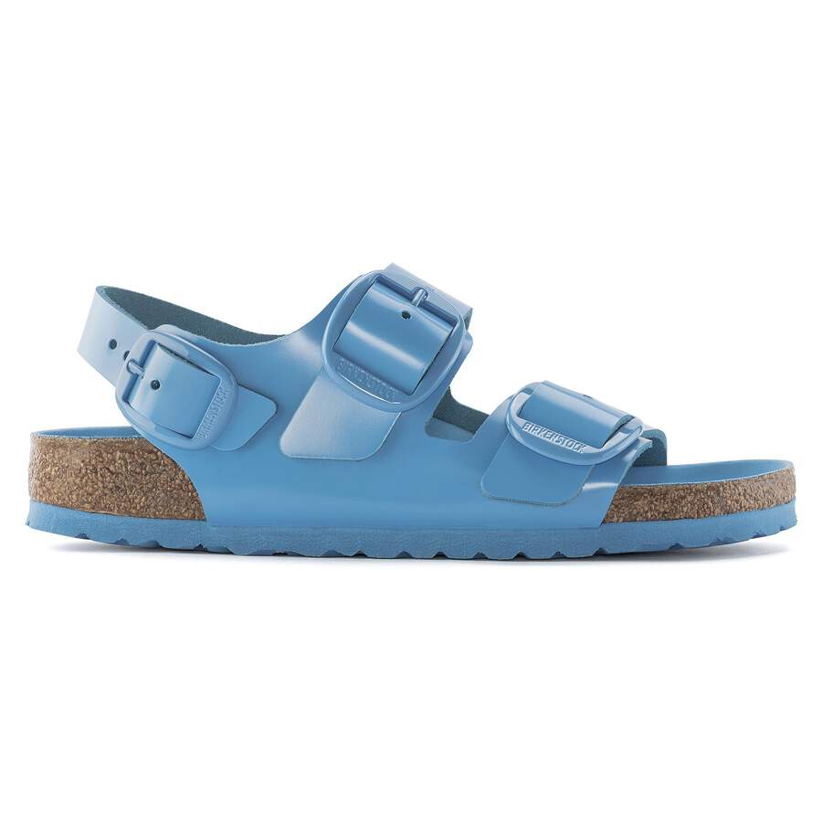 Milano Big Buckle Natural Leather Patent - High Shine Sky Blue